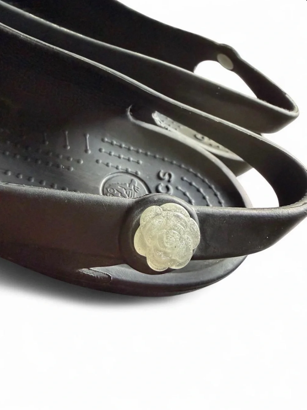 CROCS Women's Black Slingback Flat Slip-On Shoes